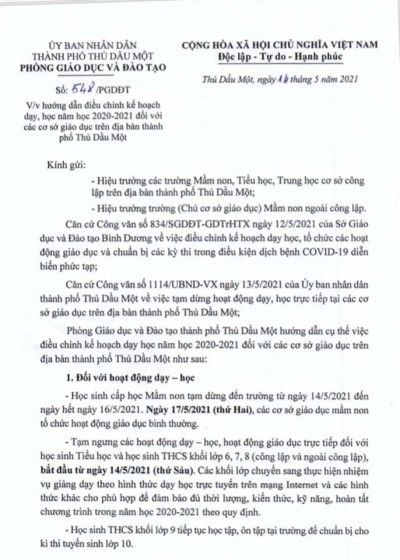 THÔNG BÁO THỜI GIAN CÁC BÉ ĐI HỌC LẠI