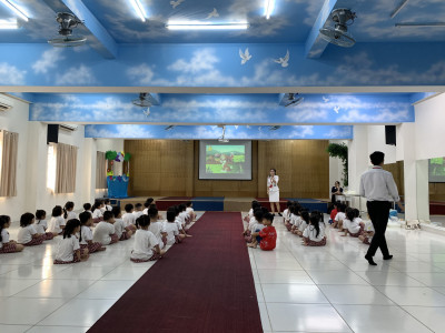 Các bé khối lá tham quan trường tiểu học Việt Anh