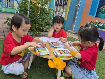 HOẠT ĐỘNG TÔ MÀU BÁC HỒ KÍNH YÊU CỦA CÁC BÉ KHỐI MẦM