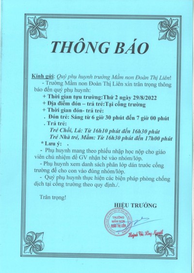 Thời gian tựu trường, ổn định nề nếp năm học 2022-2023