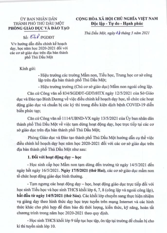 THÔNG BÁO THỜI GIAN CÁC BÉ ĐI HỌC LẠI