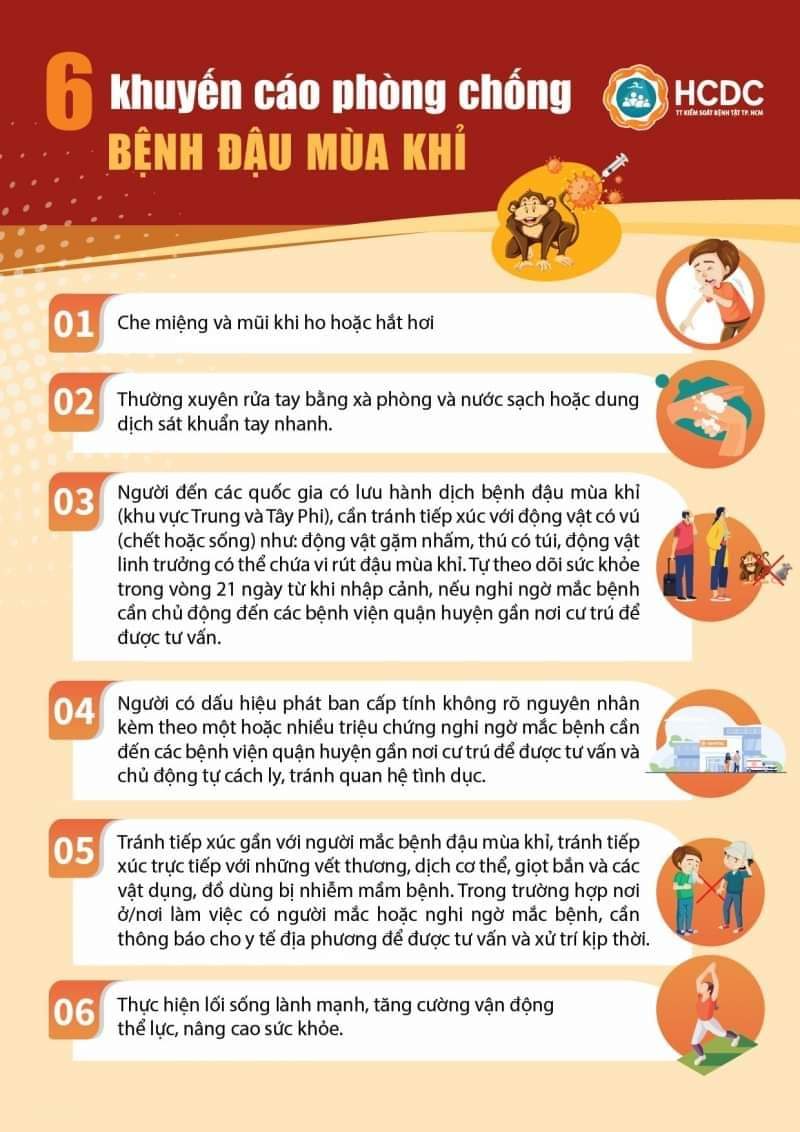 6 khuyến cáo phòng chống bệnh đậu mùa khỉ