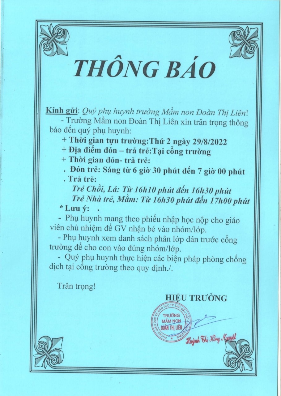 Thời gian tựu trường, ổn định nề nếp năm học 2022-2023